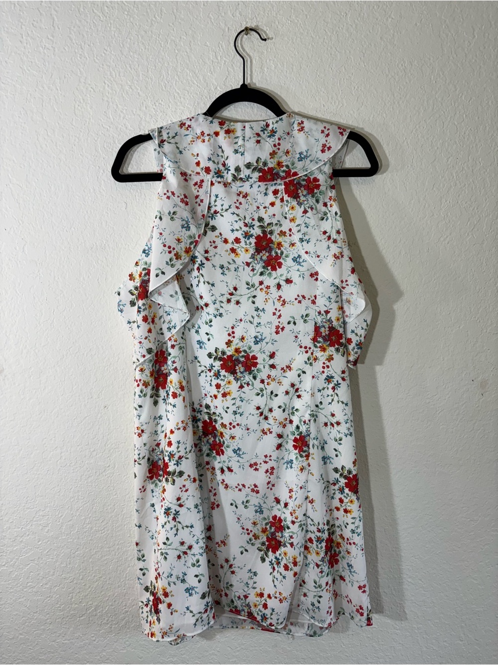 NWT Parker Cold Shoulder Spring Ditzy White Floral Ruffle Mini Dress Size Medium - Picture 4 of 9